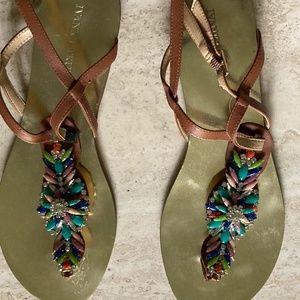 IVANKA TRUMP Womens Jeweled Leather Sandal Size 10